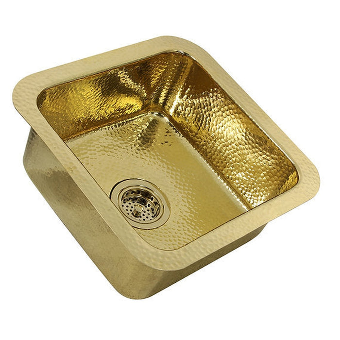 Nantucket Sinks 16.625 Inch Hammered Brass Square Undermount Bar Sink