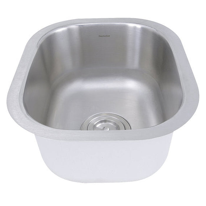 Nantucket Sinks 15 Inch Rectangle Undermount Stainless Steel Bar/Prep Sink, 18 Gauge