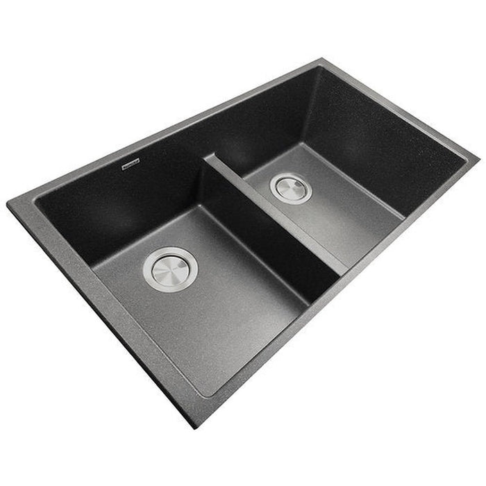 Nantucket Sinks Undermount Double Equal Bowls with Low Divide - Granite Composite Black