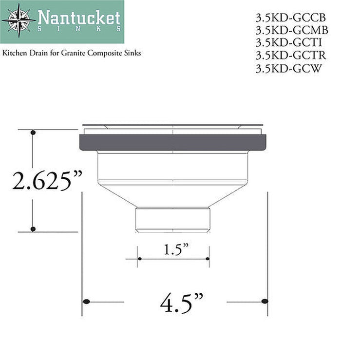 Nantucket Sinks TRUFFLE SINK DRAIN FOR GRANITE COMPOSITE SINKS WITHOUT OVERFLOW