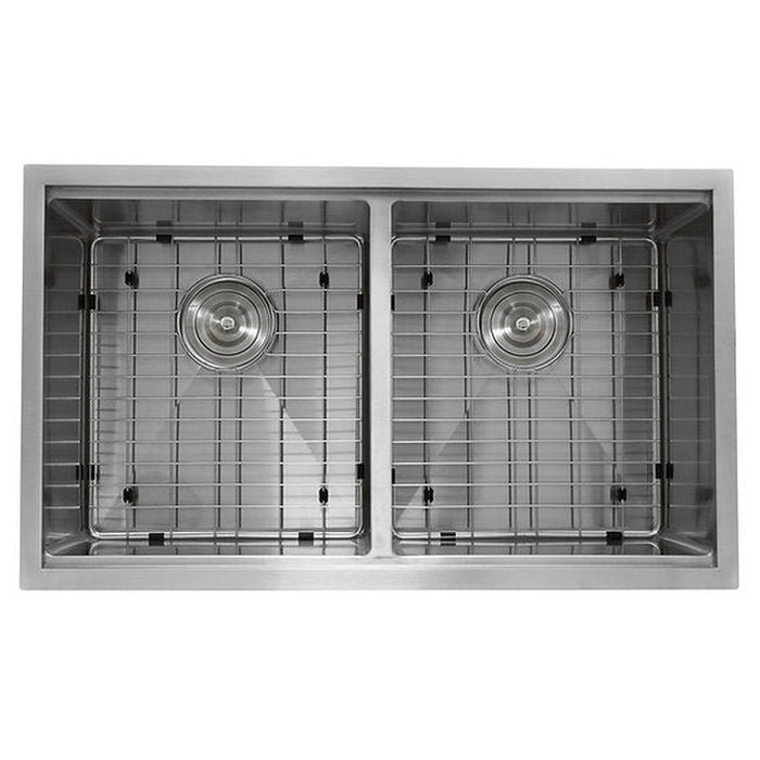 Nantucket Sinks Double Equal Prep Station Small Radius Undermount Stainless Sink with Accessories