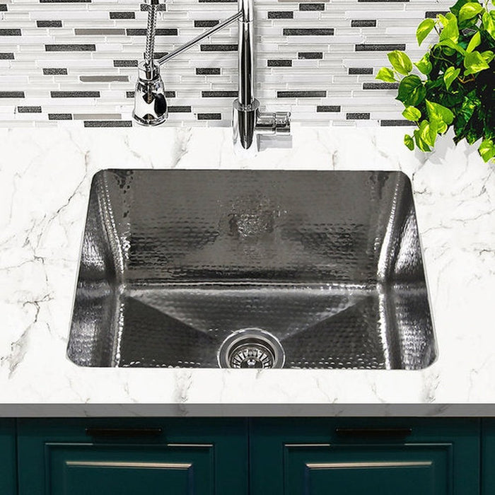 Nantucket Sinks 23 Inch Hammered Stainless Steel Rectangle Kitchen/Laundry Sink