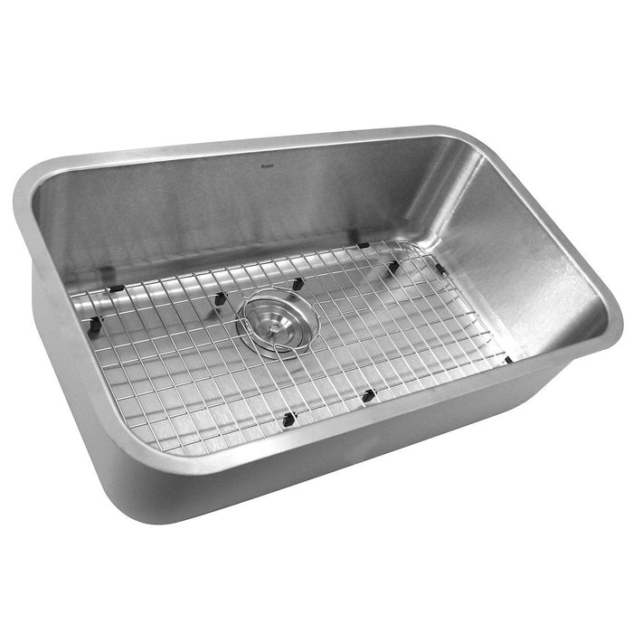 Nantucket Sinks 30 Inch Large Rectangle Single Bowl Undermount Stainless Steel Kitchen Sink, 10 Inches Deep