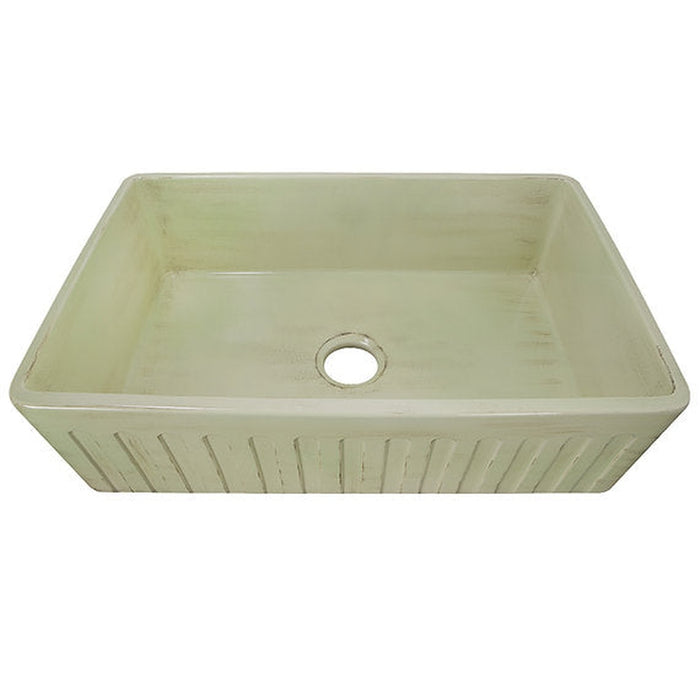 Nantucket Sinks 33-Inch Farmhouse Fireclay Sink with Shabby Green Finish