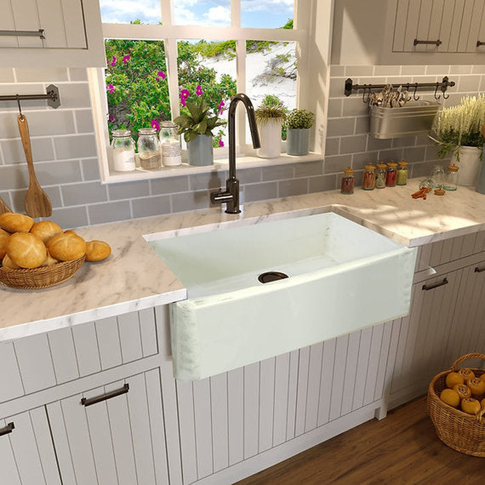 Nantucket Sinks 30-Inch Farmhouse Fireclay Sink with Shabby Straw Finish