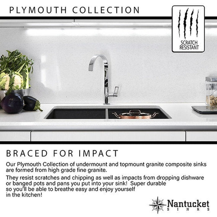 Nantucket Sinks Small Single Bowl Undermount Granite Composite Black