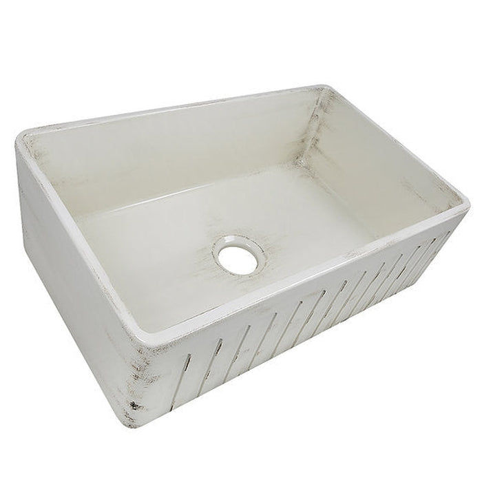 Nantucket Sinks 30-Inch Farmhouse Fireclay Sink with Shabby Straw Finish