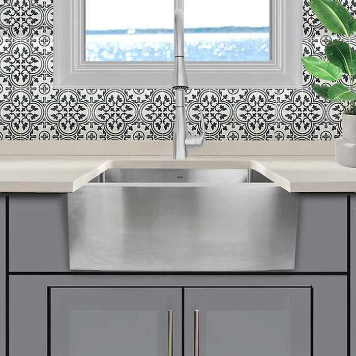 Nantucket Sinks Apron2420SR-16 - 24 Inch Pro Series Single Bowl Farmhouse Apron Front Stainless Steel Kitchen Sink