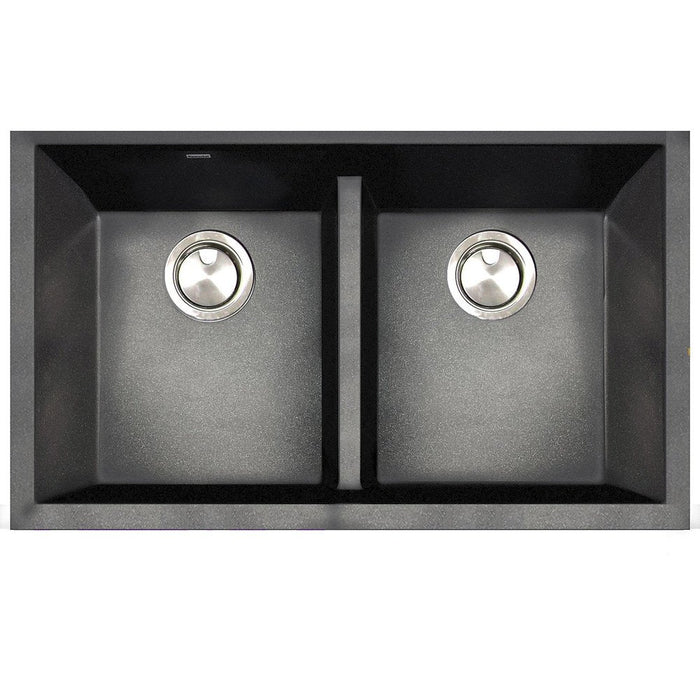 Nantucket Sinks Undermount Double Equal Bowls with Low Divide - Granite Composite Black