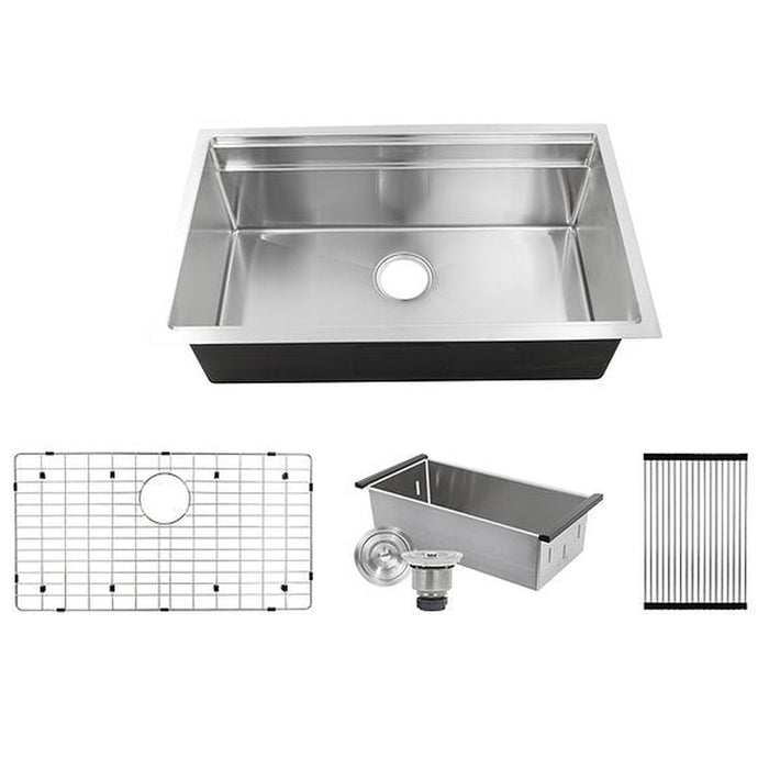 Nantucket Sinks 32 Inch Professional Prep Station Small Radius Undermount Stainless  Kitchen Sink with Accessories