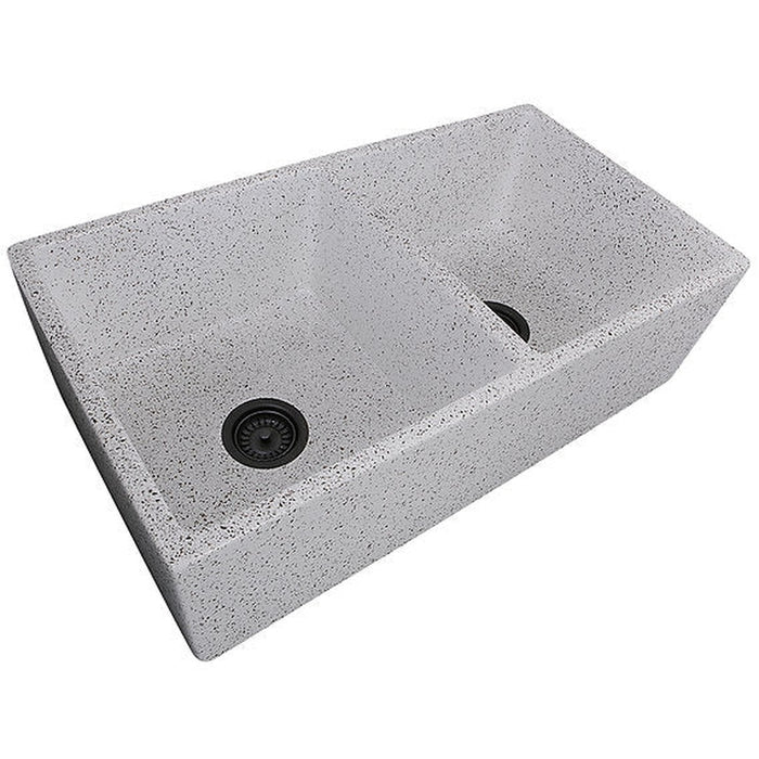 Nantucket Sinks Double Bowl Farmhouse Fireclay Sink with Pietra Sarda Finish