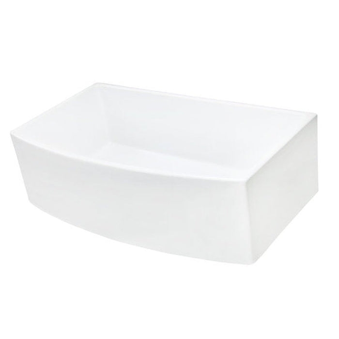 Nantucket Sinks Italian Made Fine Fireclay Curved Apron Farmer Sink finished in a White  Finish   ,   Optional Bottom Grid - BG-FC3320CA