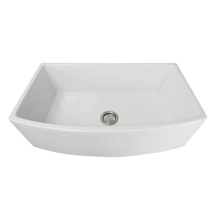 Nantucket Sinks Italian Made Fine Fireclay Curved Apron Farmer Sink finished in a White  Finish   ,   Optional Bottom Grid - BG-FC3320CA