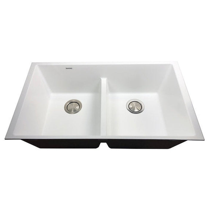 Nantucket Sinks Undermount Double Equal Bowls with Low Divide   - Granite Composite White