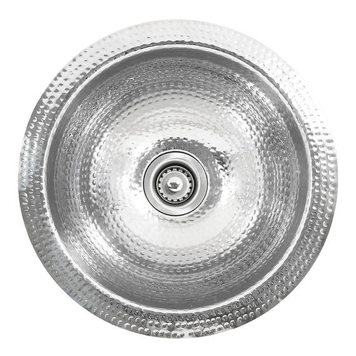 Nantucket Sinks ROS 13 Inch Hand Hammered Stainless Steel Round Bar Sink