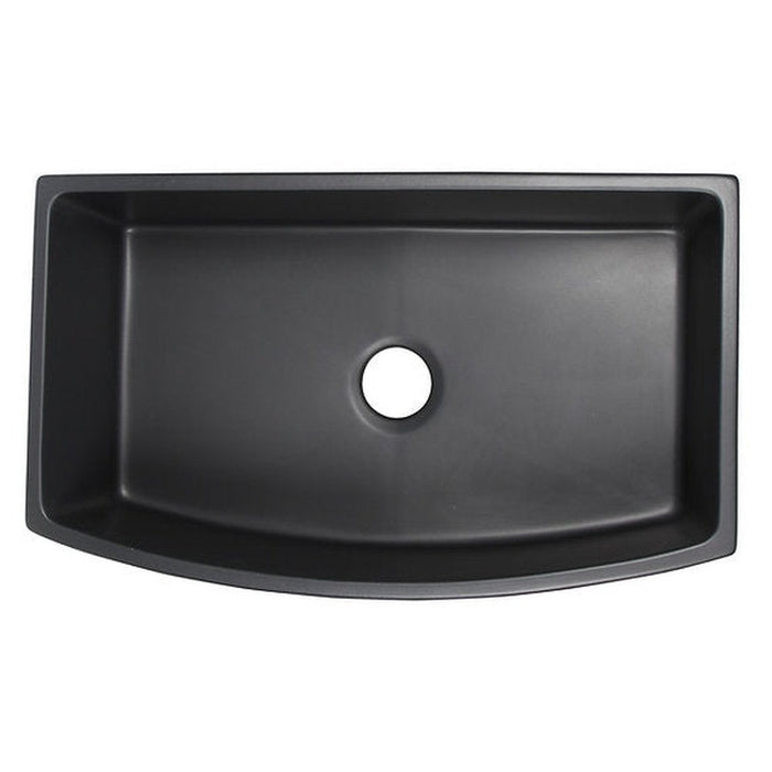 Nantucket Sinks Italian Made Fine Fireclay Curved Apron Farmer Sink finished in a Matte Black Finish   ,   Optional Bottom Grid - BG-FC3320CA