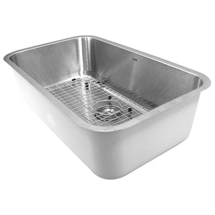 Nantucket Sinks 30 Inch Large Rectangle Single Bowl Undermount Stainless Steel Kitchen Sink, 10 Inches Deep