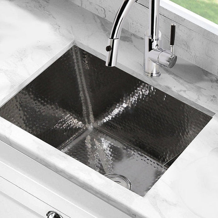 Nantucket Sinks 23 Inch Hammered Stainless Steel Rectangle Kitchen/Laundry Sink