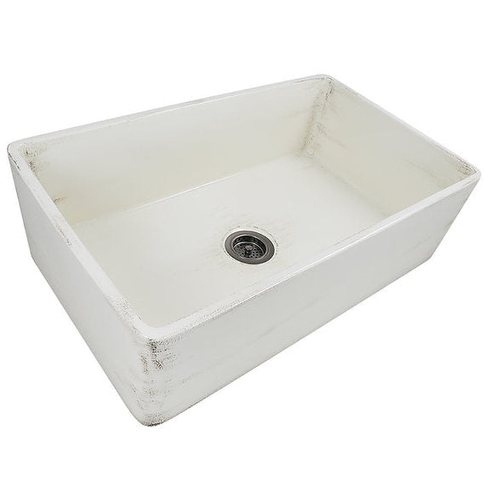 Nantucket Sinks 33-Inch Farmhouse Fireclay Sink with Shabby Straw Finish