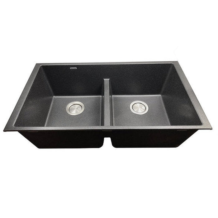 Nantucket Sinks Undermount Double Equal Bowls with Low Divide - Granite Composite Black