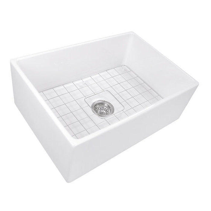 Nantucket Sinks 27 Inch Farmhouse Fireclay Sink with Drain and Grid