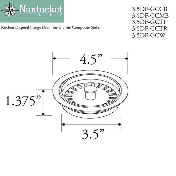 Nantucket Sinks TITANIUM DISPOSAL FLANGE FOR GRANITE COMPOSITE SINKS