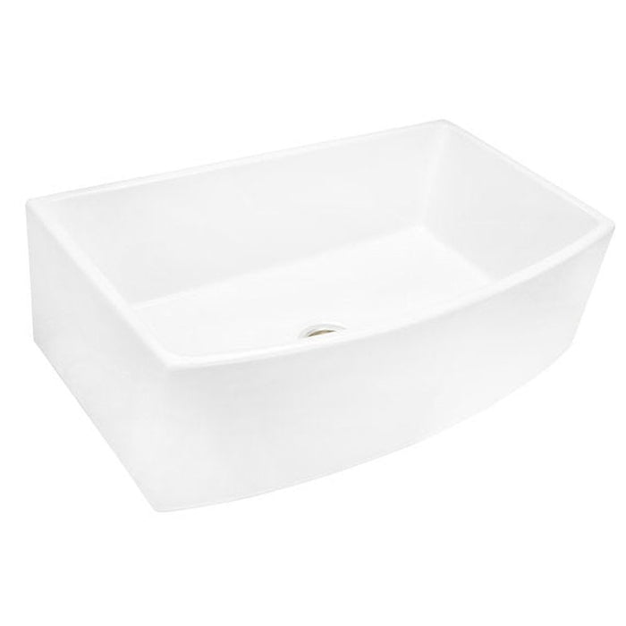 Nantucket Sinks Italian Made Fine Fireclay Curved Apron Farmer Sink finished in a White  Finish   ,   Optional Bottom Grid - BG-FC3320CA