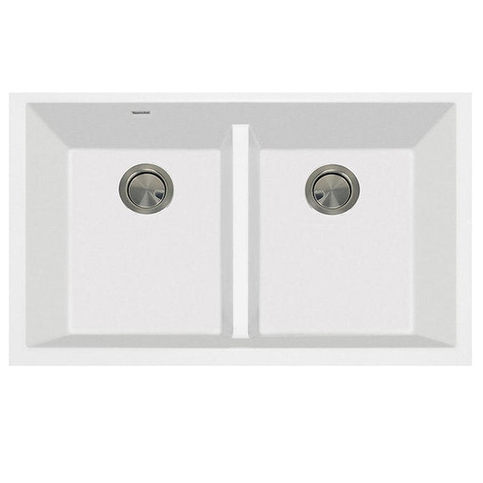 Nantucket Sinks Undermount Double Equal Bowls with Low Divide   - Granite Composite White