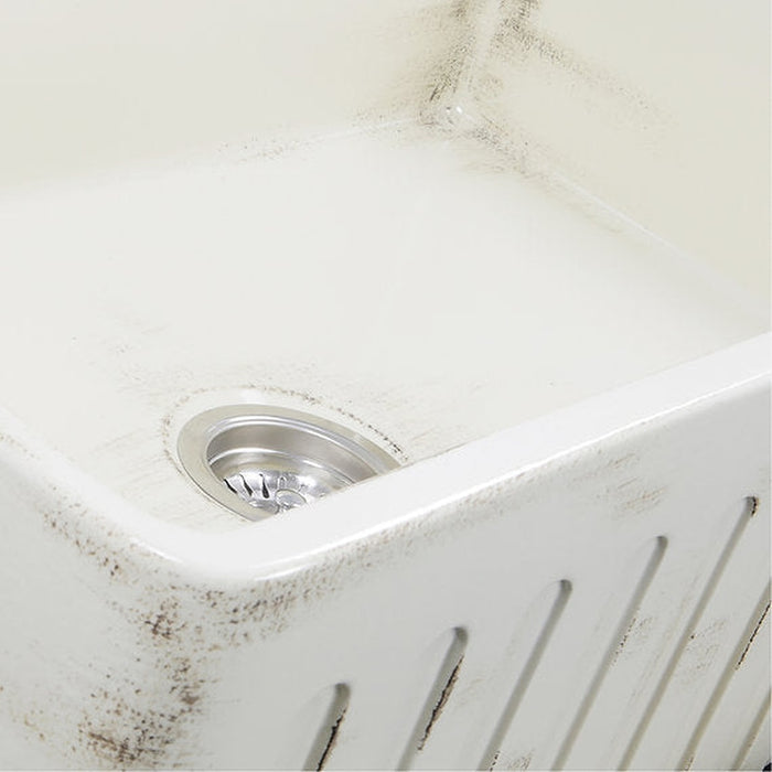 Nantucket Sinks 30-Inch Farmhouse Fireclay Sink with Shabby Straw Finish