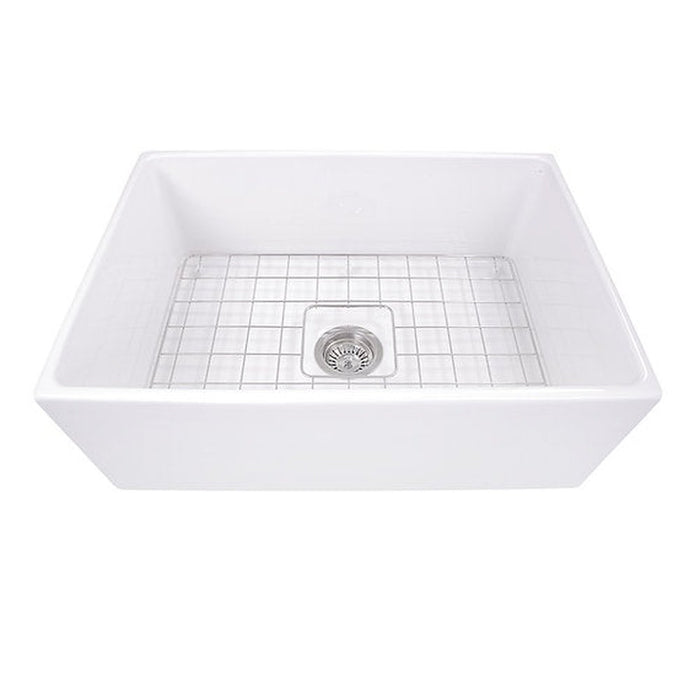 Nantucket Sinks 27 Inch Farmhouse Fireclay Sink with Drain and Grid
