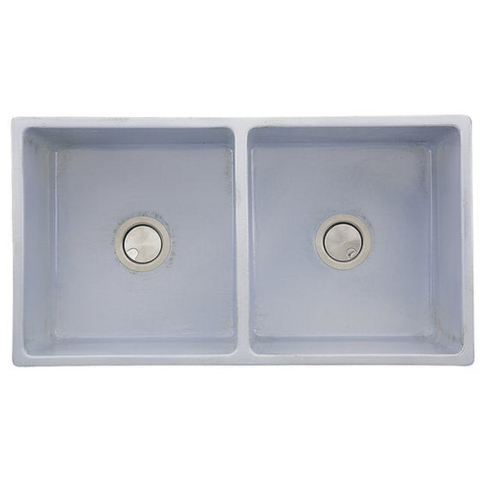 Nantucket Sinks Double Bowl Farmhouse Fireclay Sink with Shabby Sugar Finish