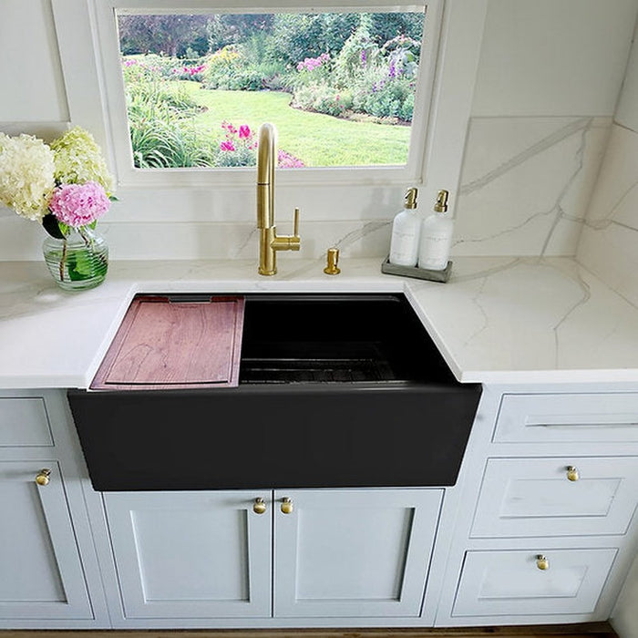 Nantucket Sinks 30 Inch Prep Station Farmhouse Sink With OffSet Drain
