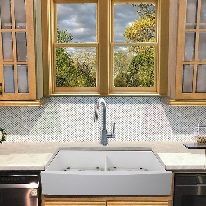 Nantucket Sinks Retrofit Glacierstone Double Bowl EZApron Kitchen Sink