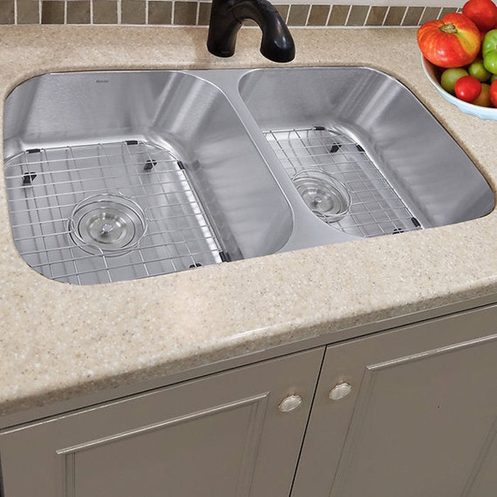 Nantucket Sinks 32.5 Inch Double Bowl Equal Undermount Stainless Steel Kitchen Sink, 16 Gauge