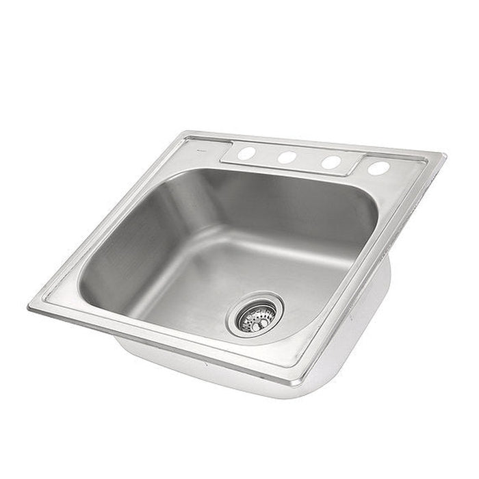 Nantucket Sinks 25 Inch Small Rectangle Single Bowl Self Rimming Stainless Steel Drop In Kitchen Sink, 18 Gauge