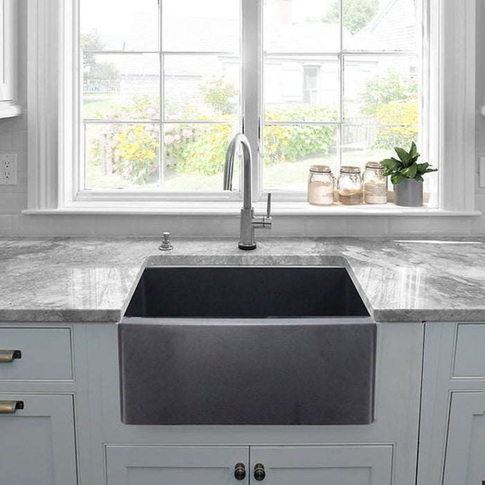 Nantucket Sinks 23-Inch Farmhouse Fireclay Sink with Matte Black Finish