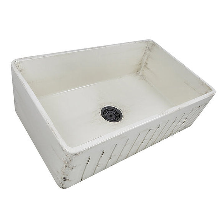 Nantucket Sinks 33-Inch Farmhouse Fireclay Sink with Shabby Straw Finish