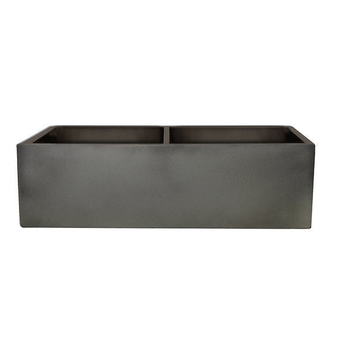 Nantucket Sinks Double Bowl Farmhouse Fireclay Sink with Concrete Finish