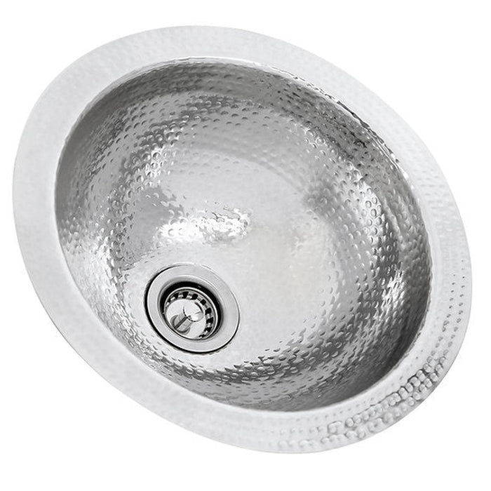 Nantucket Sinks ROS 13 Inch Hand Hammered Stainless Steel Round Bar Sink