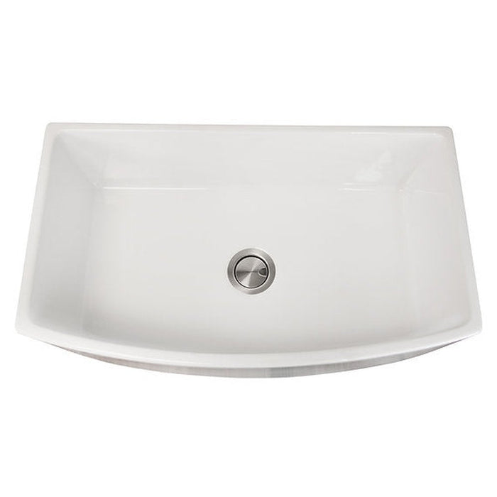 Nantucket Sinks Italian Made Fine Fireclay Curved Apron Farmer Sink finished in a White  Finish   ,   Optional Bottom Grid - BG-FC3320CA