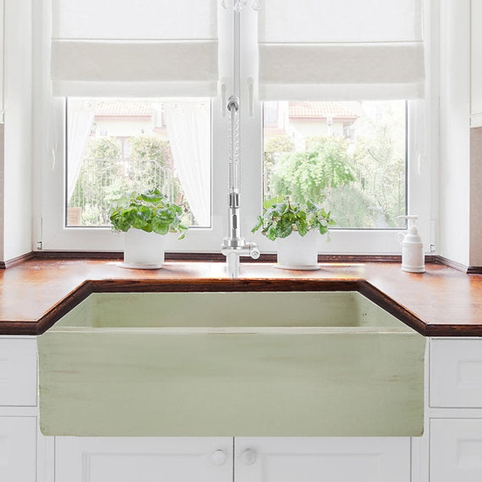 Nantucket Sinks 33-Inch Farmhouse Fireclay Sink with Shabby Green Finish