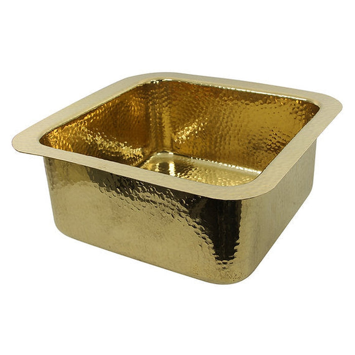 Nantucket Sinks 16.625 Inch Hammered Brass Square Undermount Bar Sink