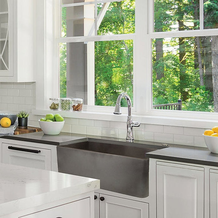 Nantucket Sinks 30-Inch Farmhouse Fireclay Sink with Concrete Finish