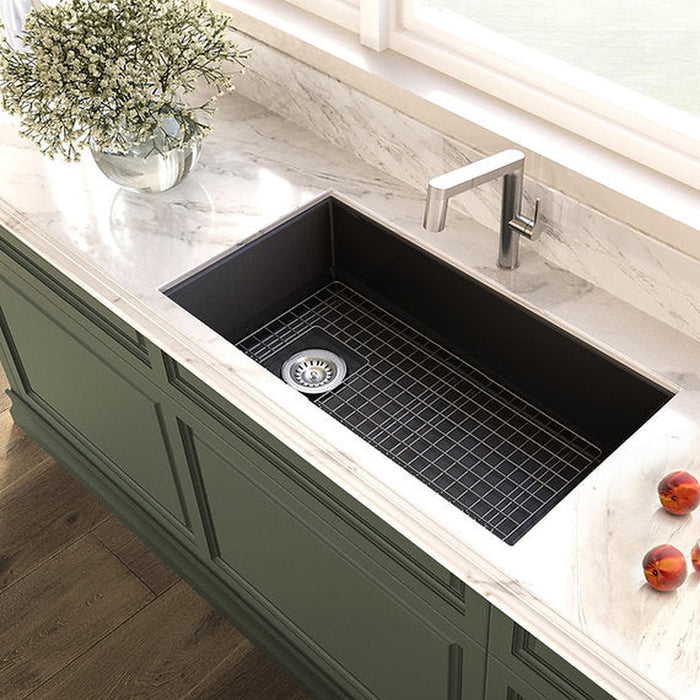 Nantucket Sinks 34-Inch Fireclay Kitchen Sink Wellfleet-3419MatteBlack