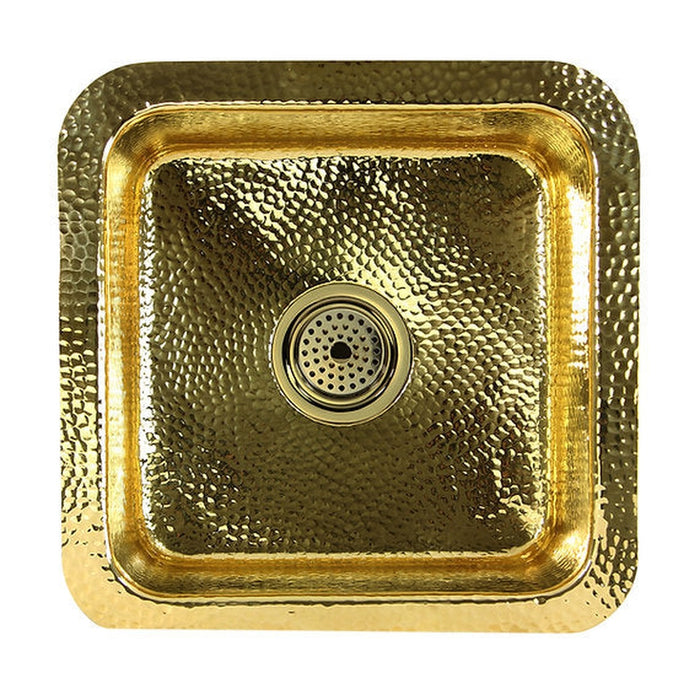 Nantucket Sinks 16.625 Inch Hammered Brass Square Undermount Bar Sink