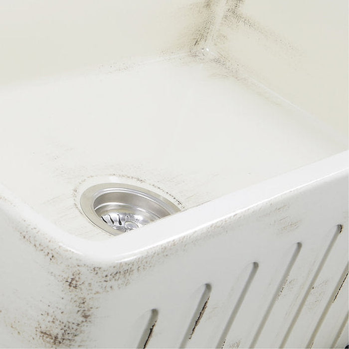 Nantucket Sinks 33-Inch Farmhouse Fireclay Sink with Shabby Straw Finish