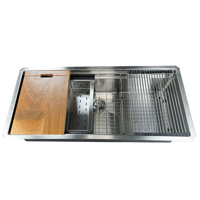 Nantucket Sinks 42 Inch Pro Series Prep Station Single Bowl Undermount Stainless Steel Kitchen Sink with Compatible Accessories