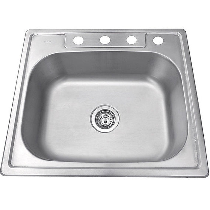 Nantucket Sinks 25 Inch Small Rectangle Single Bowl Self Rimming Stainless Steel Drop In Kitchen Sink, 18 Gauge