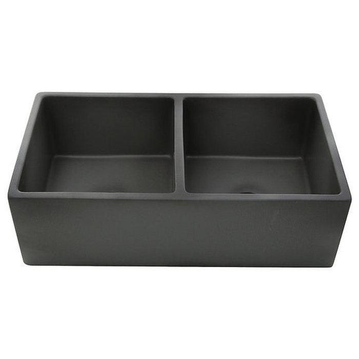 Nantucket Sinks Double Bowl Farmhouse Fireclay Sink with Concrete Finish