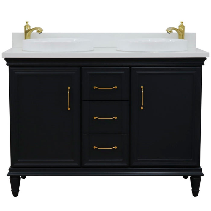 Bellaterra Home Forli 49" Double vanity in Dark Gray finish with White quartz and round sink